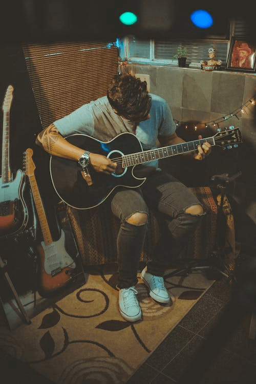 Vintage truck with guitar